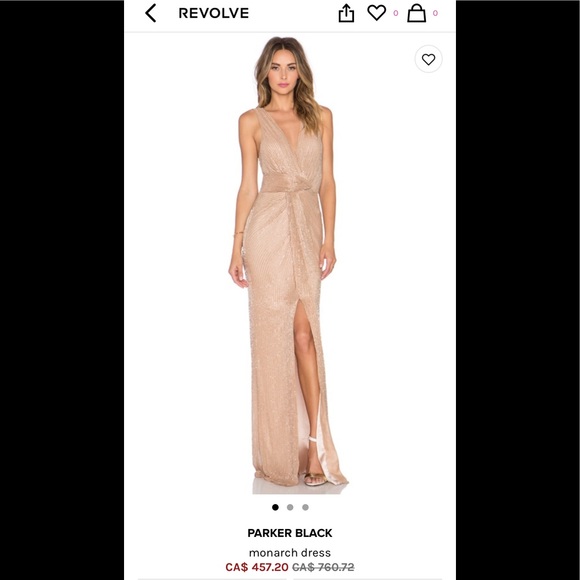 Parker Black Monarch Beaded Blush/Nude Gown - Size 6 - Picture 2 of 15